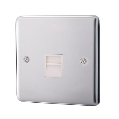 1 Gang Master Telephone Socket  - Brushed Steel