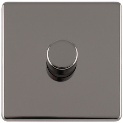 1 Gang Rotary Dimmer Switch 2 Way LED SCREWLESS BLACK NICKEL Light Dimming Wall