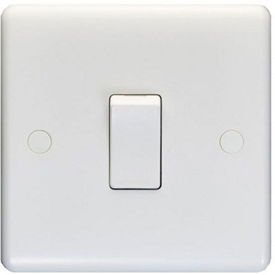 1 Gang Single 10A Light Switch 1 Way - WHITE PLASTIC Wall Plate Outlet Rocker