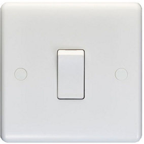 1 Gang Single 10A Light Switch 2 Way - WHITE PLASTIC Wall Plate Outlet Rocker