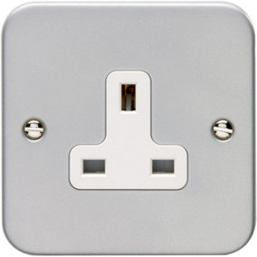 1 Gang Single 13A Unswitched UK Plug Socket HEAVY DUTY METAL CLAD Power Outlet