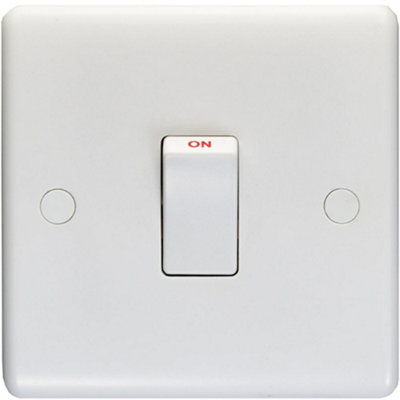 1 Gang Single 20A DP Switch - WHITE PLASTIC Wall Plate Outlet Kitchen Appliance