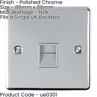 1 Gang Single BT Telephone Master Socket CHROME & GREY Wall Outlet Face Plate