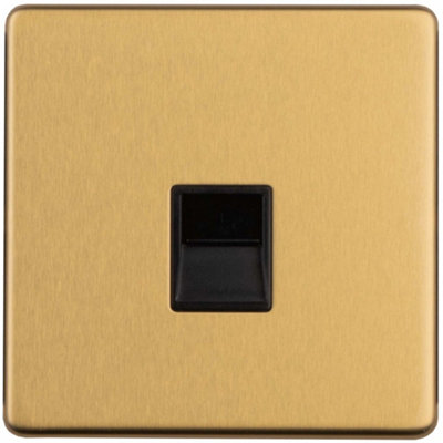 1 Gang Single BT Telephone Master Socket SCREWLESS SATIN BRASS Wall Face Plate