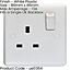 1 Gang Single Pole 13A Switched UK Plug Socket - WHITE PLASTIC Wall Power Outlet