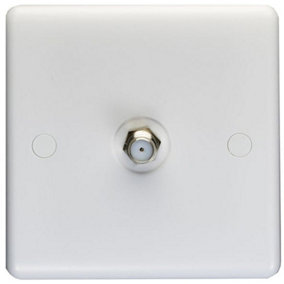 1 Gang Single TV Satellite Wall Face Plate - WHITE Female F-Connector Screw