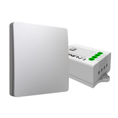 1 Gang Wireless Kinetic Switch, (Silver Finish) + 100W RF+WiFi Dimmable Receiver