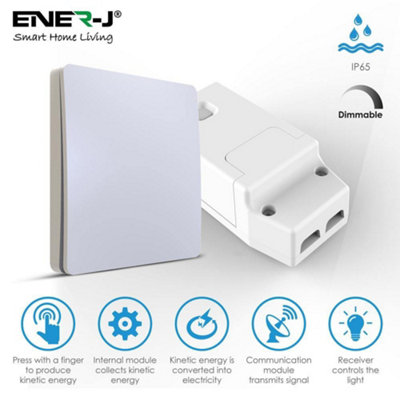 1 Gang Wireless Kinetic Switch (white body) + 100W RF + Dimmable Receiver
