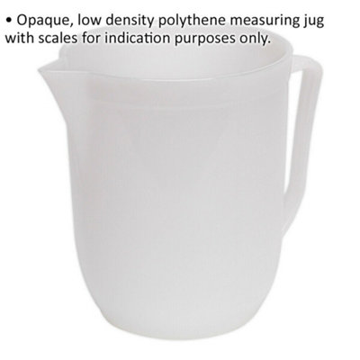 1 Litre Low Density Measuring Jug - Measurement Scales - Clear Plastic - Spout