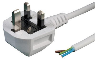 1 METRE LONG MAINS FLEX CABLE WIRE 13a WITH MOULDED 3 PIN UK PLUG 13 amp FUSE 1m