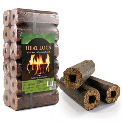 1 Pack (12 Logs) Shimada Heat Logs High Energy Wood Fuel Briquettes ...