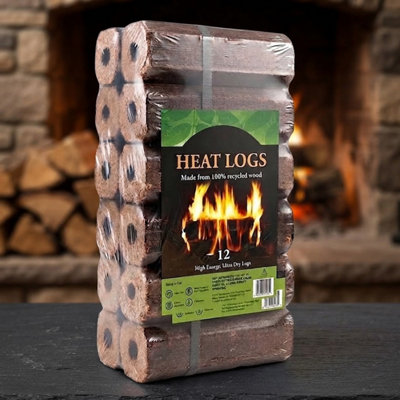 1 Pack (12 Logs) Shimada Heat Logs High Energy Wood Fuel Briquettes ...