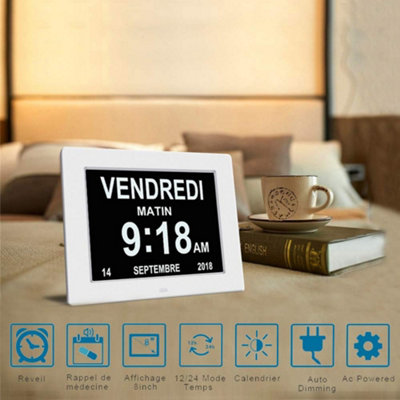 1 Pack 20cm LCD Digital Clock with Calendar, Date, Day and Time (Non ...
