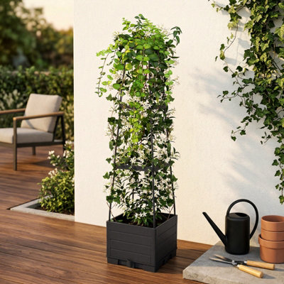 1 Pack 3-Tier Raised Garden Bed Planter Box with Trellis