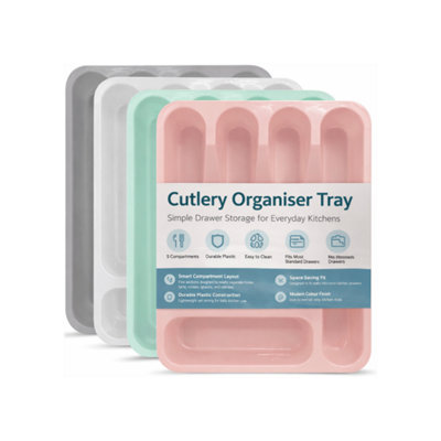 1 PACK 5 Compartment Cutlery Tray Drawer Organiser Random Colour ...