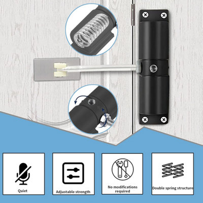 Universal Silent Automatic Door Closer – Small Indoor Sliding Door Self-Closing Device, Durable & Stylish Black Finish