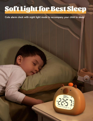 1 Pack Capybara Children's Alarm Clock with LED Night Light, Adjustable ...