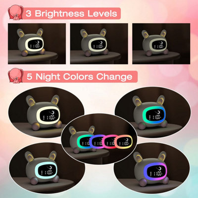 1 Pack Children's Alarm Clock, Educational Day Night Light-Up LED ...