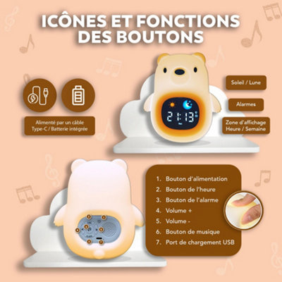 1 Pack Children's Educational Day Night Alarm Clock - Light and Musical ...