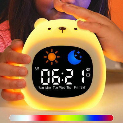 1 Pack Educational Children's Alarm Clock, Sleep Training with Moon and ...