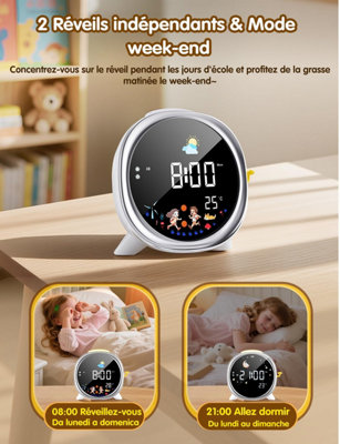 1 Pack Educational Day Night Alarm Clock for Children with Light, Two ...