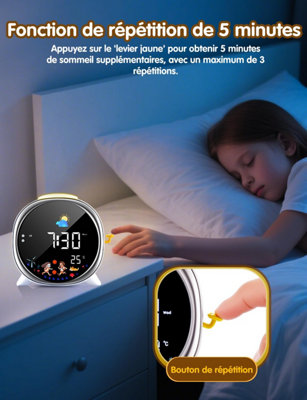 1 Pack Educational Day Night Alarm Clock for Children with Light, Two ...