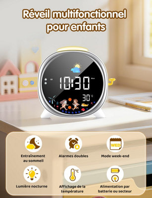 1 Pack Educational Day Night Alarm Clock for Children with Light, Two ...
