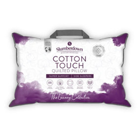 1 Pack Slumberdown Luxury Cotton Touch Quilted Pillow Firm Support
