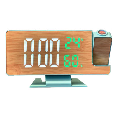 1 Pack Wooden LED Alarm Clock with Projection Display: Time ...