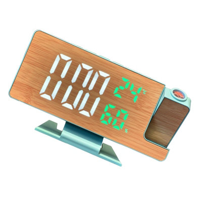 1 Pack Wooden LED Alarm Clock with Projection Display: Time ...