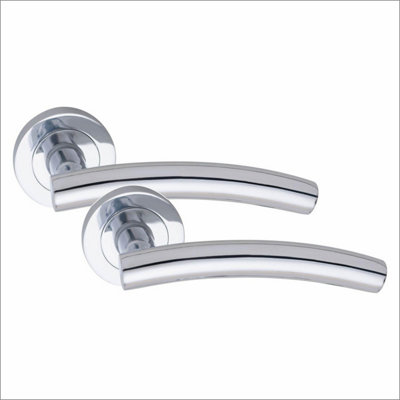 1 Pair Arched T-Bar Door Handles Polished Chrome Finish - Golden Grace