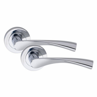 1 Pair Astrid Design Door Handles Polished Chrome Finish - Golden Grace