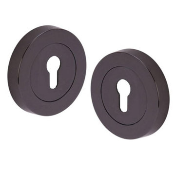 1 Pair Door Key Hole on Round Rose Black Nickel Finish Escutcheon with ...