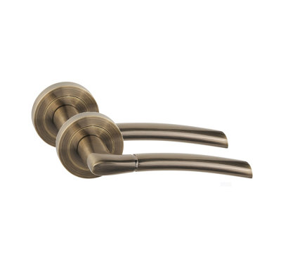 1 Pair Indiana Design Door Handles Antique Brass Finish - Golden Grace
