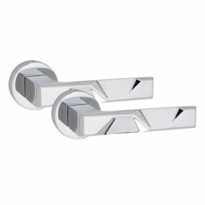 1 Pair Nova Design Door Handles Round Rose Polished Chrome Finish