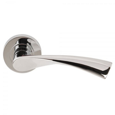 1 pair of Polished Chrome Flex Lever on Round Rose - Screw Rose Handles ...