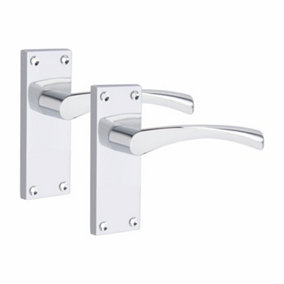 1 Pair of Victorian Scroll Astrid Handle Latch Door Handles Silver Polished Chrome with 120mm x 40mm Backplate