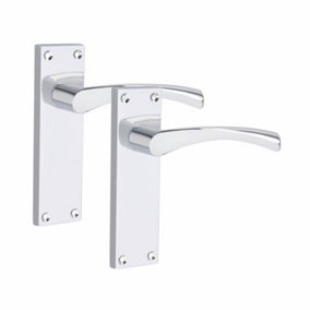 1 Pair of Victorian Scroll Astrid Handle Latch Door Handles Silver Polished Chrome with 150mm x 40mm Backplate