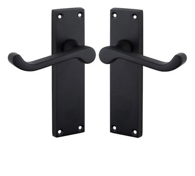 1 Pair of Victorian Scroll Matt Black Lever Latch Door Handles 150mm Long Golden Grace