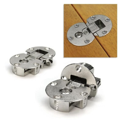 1 Pair Recessed Flap Hinge Adjustable Concealed Flat Hinges Downward ...