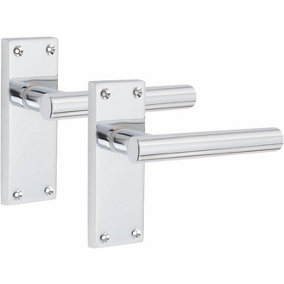 1 Pair Victorian Straight T-Bar Handle Latch Door Handles, Silver Polished Chrome, 120mm x 40mm Backplate - Golden Grace