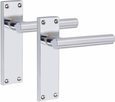 1 Pair Victorian Straight T-Bar Handle Latch Door Handles, Silver Polished Chrome, 150mm x 40mm Backplate - Golden Grace