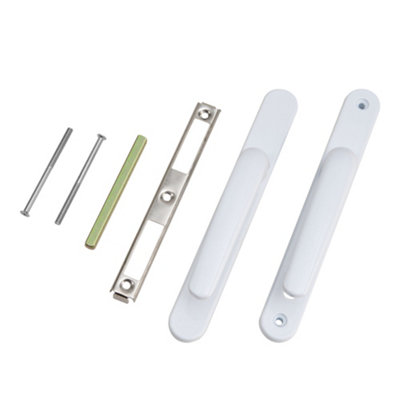 1 Pair White Aluminium Door Handles Without Lock Cylinder, Sleek Design
