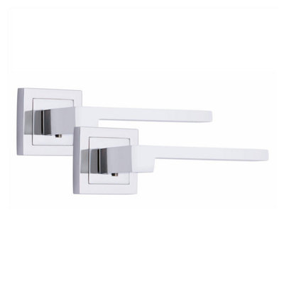 1 Pair Zeta Design Polished Chrome Key Lock Set with 2.5" 3 Lever Lock and Keyhole Escucheon