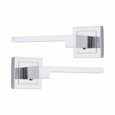 1 Pair Zeta Design Polished Chrome Key Lock Set with 2.5" 3 Lever Lock and Keyhole Escucheon