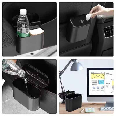 1 pc Car Trash Can with Lid ,Includes Garbage Bags, Leak-Proof Mini Bin
