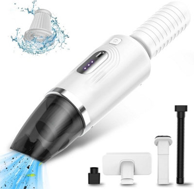 Portable Mini Handheld Car Vacuum Cleaner – Cordless, 4-in-1, USB-C – White