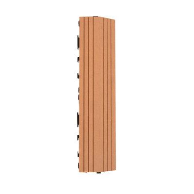 1 Piece - DEKCO 1 Composite Wood Plastic Teak Decking Interlocking Straight Edging Tile with Woodgrain Effect 30cm x 7cm