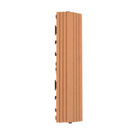 1 Piece - DEKCO 1 Composite Wood Plastic Teak Decking Interlocking Straight Edging Tile with Woodgrain Effect 30cm x 7cm