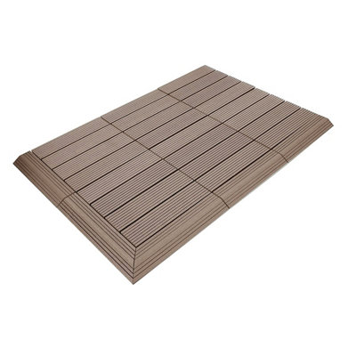 1 Piece - DEKCO Composite Wood Plastic Brown Decking Interlocking Right Edging Tile with Woodgrain Effect 37cm x 7cm - 3